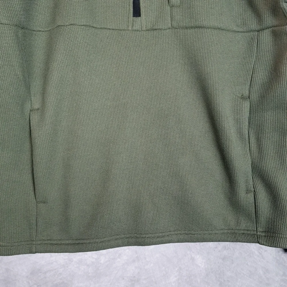 Spyder Fleece Pullover Mens Large Green 1/4 Quarter Zip Waffle Knit Thermal Hike